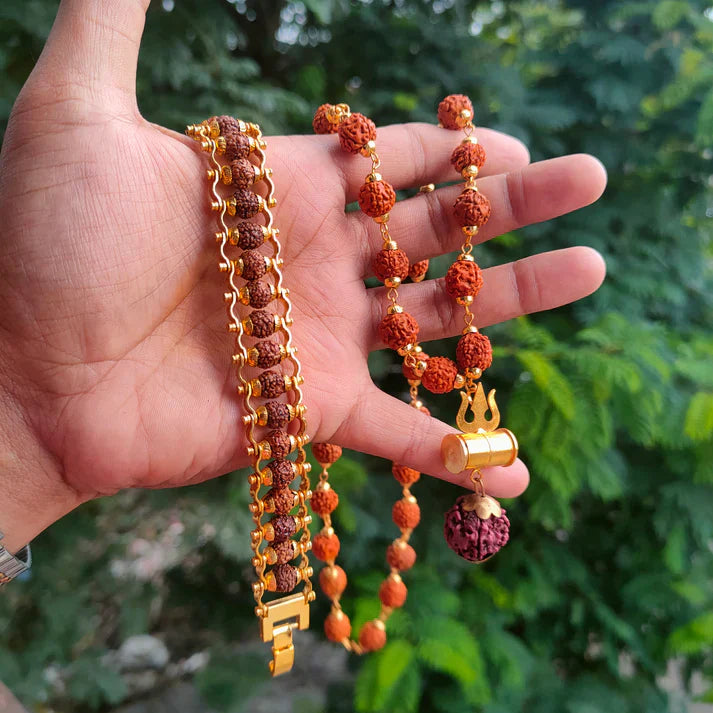 Rudrakasha Mala + Bracelet Combo
